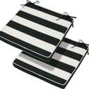 Magpie Fabrics Indoor Outdoor Waterproof Square Chair Cushion, 18" x 18" x 2.5", 2 Pack, Water Resistant Seat Cushions, for Patio Garden Office, Black White