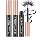 Magnetic Eyeliner 3PCS Smudge-Resistant Magnetic liner, Works with All Magnetic Eyelashes, No iron powder and Natural Look, Easy to apply and No Glue needed (3PCS, Rose Gold+Black) (3 Count (Pack of 1))
