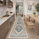 Madane Runner Rug 2x8, Washable Hallway Runner Rugs, Non-Slip Low-Pile Soft Kitchen Rug Runner Laundry Room Rug, Vintage Throw Entry Foyer Mat for Entrance Living Room (Navy Blue, 2 x 8)