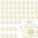 Fuutreo 50 Pcs Spring Tea Party Favor Boxes Tea Party Decorations Vintage Floral Teapot Box Flower Teapot Candy Gift Case for Women Garden Wedding Bridal Shower Birthday(Light Yellow)