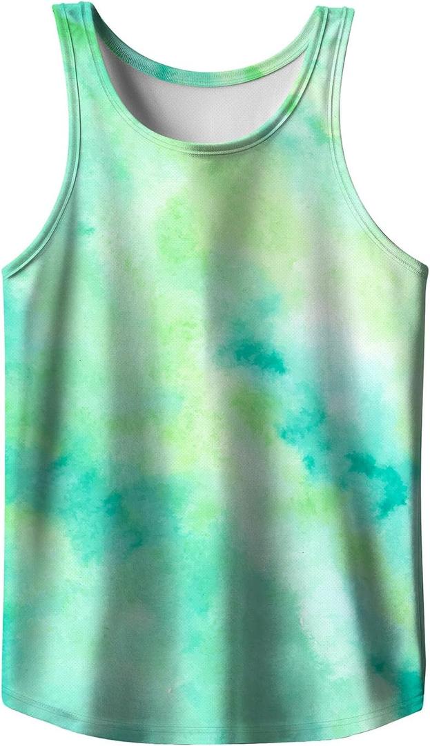 sanatty Men Rave Tank Tops, Graphic Summer Funny Sleeveless, Patriotic, Summer Beach Men's Tanks (Green, M)