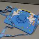 for iPad 10th Generation Case 2022 10.9 Inch/for iPad A16 11th Generation 11 Inch 2025 - Cute Girls Kawaii Girly 3D Cartoon Teen Case with Rotating Stand & Strap Soft Silicone Blue Unicorn