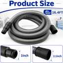 16.4 Foot VAC005 Vacuum Hose Replacement for Bosch 3931 Vacuum Cleaner, 35mm Dust Extraction Hose Fits Vacuums with Standard 2-1/4 Inch Hose Openings, for Bosch Sanders, Planers, Saws, Etc