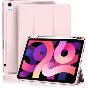 Akkerds Compatible with iPad Air 11 Inch Case 8th/7th/6th Generation (M4/M3/M2) 2026/2025/2024, for iPad Air 5th/4th Generation Case 10.9 Inch 2022/2020 with Pencil Holder[Auto Sleep/Wake], Pink