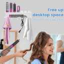 Storage Holder for Curling Iron and Flat Iron, Clear Acrylic Hair Dryer Organizer with Hooks for Wand Barrels Curling Barrels Shower Caps Towels & Hair Accessories Storage