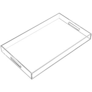 MaxGear 20" × 12" Acrylic Serving Tray with Handles, Clear Rectangular Tray for Coffee Table, Ottoman, and Outdoor Use – Perfect for Serving Food, Tea, Snacks, Appetizers, and Drinks at Parties