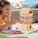 Montessori Toys Wooden Board Games for 3 4 5 6 Years Old, 34 Colorful Wooden Sticks Fine Motor Skills Toy for Kids 4-6, Math&Counting Learning Toy Family Games for Girls Boys 3 Year Olds Gift Ideas