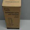 Lareina 3-Ounce Espresso Cups Set Of 4, Small Stackable Coffee Cups with Saucers, Spoons and Metal Stand, Ceramic Demitasse Mugs, Espresso Accessories for Machine, Black