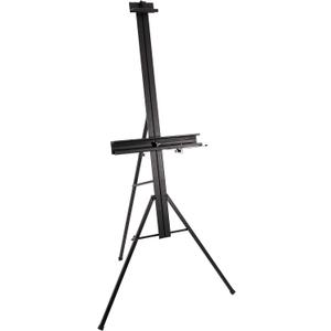 U.S. Art Supply 69" High Aluminum Single Mast Artists Studio Easel Stand for Sign and Floor Display - Heavy Duty Adjustable Extra Large Canvas Height Up to 47" - Palette Holder, Brush Rest, Painting