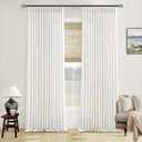 Off White Linen Curtains 102 Inches Long 2 Panels for Living Room Modern Thick Linen Flax Pinch Pleated Memory Trained Light Filtering Ceiling Semi Sheer Curtain with Hook Rings Ivory Beige White