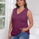 WIHOLL Tank Tops for Women Summer V Neck T Shirts Trendy Sleeveless Basic Tees Fashion Clothing (M)