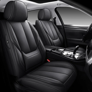 MINGBRON Seat Covers, Car Seat Covers Front Seats, Car Seat Cover, Car Seat Protector Waterproof, Car Seat Cushion Nappa Leather, Black Seat Covers Carseat Cover Universal Fit for Most Cars
