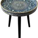 lastics Tray with Detachable Three Wooden 17.7 Inch Legs, Versatile Side Table with Tray Design, Perfect for Coffee, Tea, and Relaxation Time (Blue Maze)