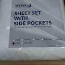 King Size Sheets Set Deep Pocket - 4 Piece Extra Soft King Bed Sheets - Side Storage Pocket Fitted Sheet & Pillowcase & Flat Sheet - Easily Fits 16in to 24in Pillow Top Air Bed Mattress - White