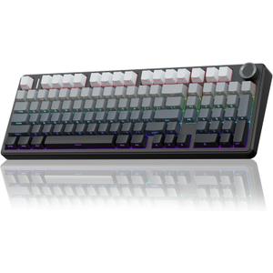AULA F99 Pro Wireless Mechanical Keyboard with Knob,Tri-Mode BT5.0/USB-C/2.4GHz Hot Swappable Keyboard,Pre-lubed Switches,RGB Backlit PBT Keycaps Computer Gaming Keyboards (Side Printed Black)