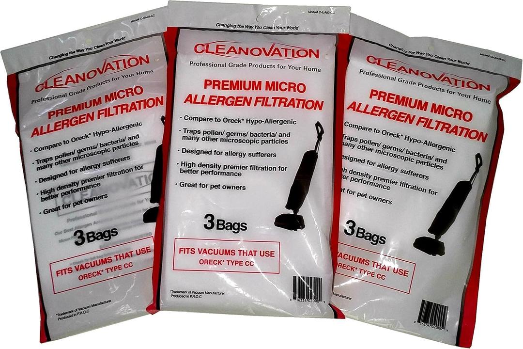 Premium Micro Allergen Vacuum Bags (9-Pack) | Compatible with Oreck XL Upright Vacuums | Type CC, XL5, XL7, XL21, 2000-9000 Series