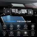 4 Channel Dash Cam 360 View Front Rear Left Right Car Camera,GPS and 5GHz Band WiFi,APP Control,G-Sensor,24H Parking Mode,8PCS IR Lights Night Vision,Wide Angle,WDR,Included Free TF Card