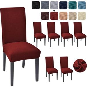 Aertiavty Chair Covers for Dining Room 6 Pack Kitchen Chair Seat Covers, Dining Room Chair Covers Chair Slipcover Parsons Chair Covers, Burgundy Red