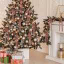 24 Pcs Velvet Bows Christmas Tree Ornaments Vintage Double Faced Velvet Ribbon Bows for Tree Garland Wreath Indoor Outdoor Xmas(5 x 7 Inch, Width of 3/8",Rose Gold)