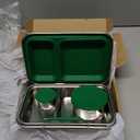 Stainless Steel Bento Box for Adults, 31.6 oz Leakproof 5-Compartments Stainless Steel Lunch Bento Containers, Metal Lunchbox with 2 Container, Dishwasher Safe for Office, Outdoor, BPA-Free Green