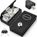 Reallnaive 1 Pack Metal Box for Gamblers Pocket Sized Winner Bank Casino Cash Box with 2 Keys Portable Casino Money Safe strongbox for Cash Saving Go Home Money Gifts (Black,Classic)