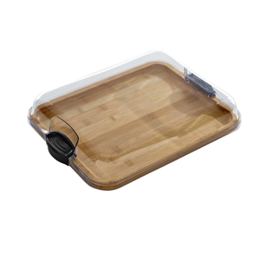 Reversible Bamboo Cutting Board 2-in-1, Charcuterie Board with Locking Lid & Handles for Vegetables Fruits & Snacks