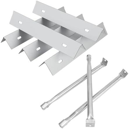 BBQration Grill Parts for Napoleon Rogue 425 Rogue 365 Rogue XT 425 Freestyle 365 425 RXT425SIBPK-1, 5-Pack Heat Plate & 3-Pack Burner Replacement Parts for Napoleon Grill Accessories
