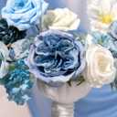 Light Blue Flowers Artificial Roses Combo Set Fake Blue Silk Flowers Faux Peony Flowers Mix Hydrangea Dahlia with Stems for Wedding Bouquets Baby Bridal Shower Party Floral Arrangements Decor
