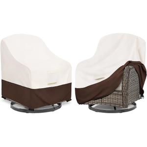 Bitubi Waterproof 2 Pack Outdoor Swivel Chair Cover for Patio Chair Size Up to 33W x 35D x 38.5H inch,Outdoor Lawn Patio Furniture Covers (Brown)