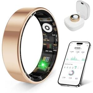 prxxhri Smart Health Ring, Featuring Stress and Sleep Monitoring Functions, Compatible with iOS and Android,Waterproof Fitness Tracker for Women & Men, No Subscription Fee. (Rose Gold, 10)