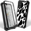 for Cricket Magic 5G Case with Screen Protector, Heavy Duty Dual Layer Hard PC & Silicone Shockproof Protective Phone Cover for Cricket Magic 5G/AT&T Propel 5G, Cow Print