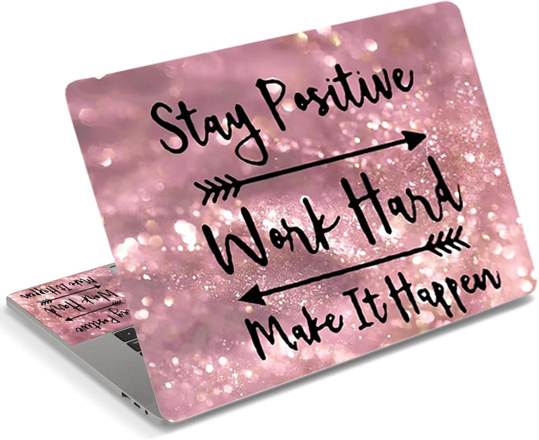 DINKY Laptop Skin Sticker Decal, 12" 13" 13.3" 14" 15" 15.4" 15.6 inch Laptop Universal Reusable Vinyl Skin Stickers Cover Art Decal Notebook PC Personalized Protector (Pink Letters)