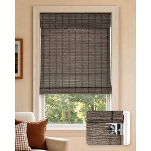 LazBlinds No Drill Cordless Roman Shades, 29" W x 64" H, Dark Grey