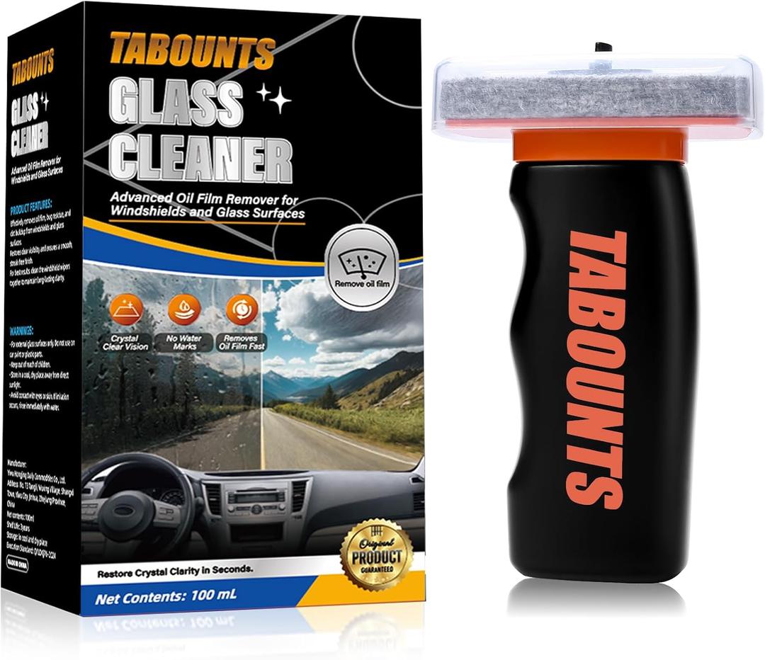 Glass Emulsion Cleaner,Glass Oil Film Cleaner,Roll-On Car Glass Emulsion Cleaner Cleaning Board, Removes OilFilm & Smudges, Improve Clarity for Safe Driving, 1 PACK