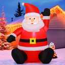 COMIN 4FT Christmas Inflatables Decorations Outdoor Blow Up Santa Claus Inflatable with Built-in LEDs for Yard Lawn Garden