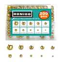 Honigo 200pcs Nailheads Dome Studs Rivets Gold Metal Solid Brass 2/3/4/5/6/7/8/9/10/12mm 4 Prongs Spikes Spots for Leather Craft Clothes Belt Bag Shoes Decorations Totes DIY Craft