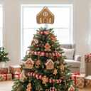 Soaoo Christmas Gingerbread Tree Topper Plush Stuffed Gingerbread Tree Topper 7.7 Inch Cute Plush Stuffed House Hanging Ornaments for Christmas Party Holiday Festive Home Decor Gifts
