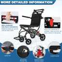 Ultra-Light Transport Wheelchair (only 15lb), Folding Portable Wheelchair with Hand Brake, Trolleys for Elderly Aircraft Travel, Wheelchairs for Adults (with Bag) (with Telescopic Handle)