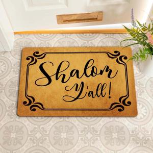 Funny Welcome Doormat Novelty Gift Personalized Rugs Shalom Y'all Doormat 15.9"(W) X 23.7"(L) Anti-Slip Rubber Back Kitchen Rugs and Mats House Warming Novelty Gift Rugs for The Entrance Way Indoor