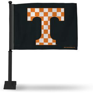 Rico Industries NCAA Tennessee Volunteers Alternate Car Flag W' Black Pole Double Sided Car Flag - 16" x 19" - Strong Pole that Hooks Onto Car/Truck/Automobile