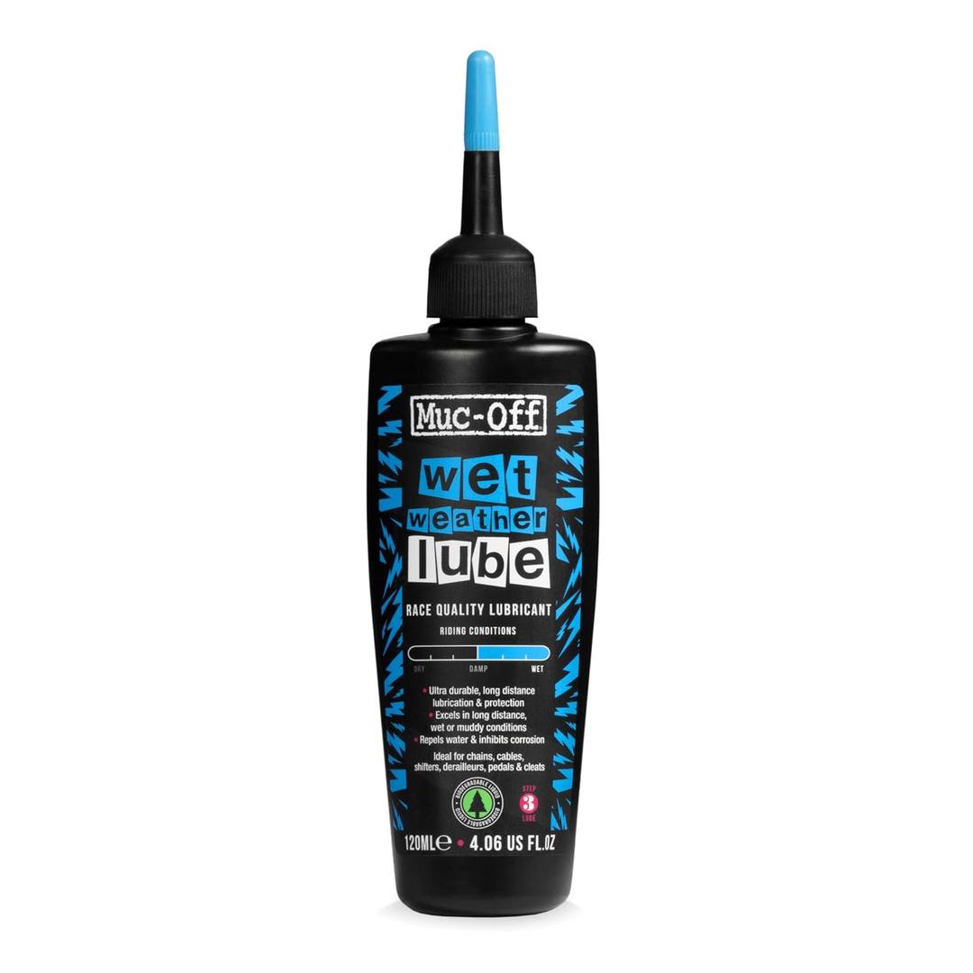 Muc-Off Chain Wet Lube 120ml | Biodegradable Bicycle Chain Lubricant Wet | Reduces Friction & Extends Chain Life | Wax-Based Formula Repels Water | Suitable for MTB & Road Bikes