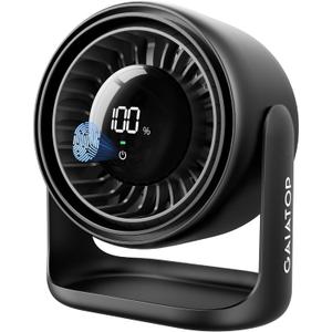 Gaiatop Desk Fan with Touch Control, 4000mAh Battery, 5 Speeds Ultra Quiet Bedroom Fan with LED Display, 90 Tilt, 7.7 Inch USB-C Rechargeable Desktop Fan for Dorm Office Room Home Office, Black