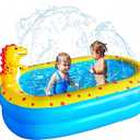 Inflatable Swimming Pool for Kids with Sprinkler, 67x41x32in Family Size Backyard Summer Water Play