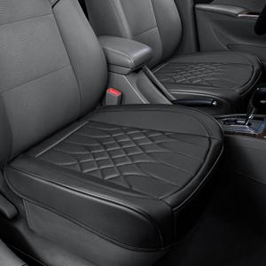 BOPUOVRE 2-Pack Leather Front Car Seat Covers - Bottom Car Seat Covers Fully Wrapped, Non-Slip and Waterproof, Fits Most Vehicles Black