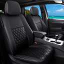 Huidasource Car Seat Covers for Grand Cherokee, 2pcs Full Coverage Leather Custom Automotive Interior Seat Cushion Cover Fit for Grand Cherokee 2011-2021 (Front Pair/Black) (Upgrade Version)