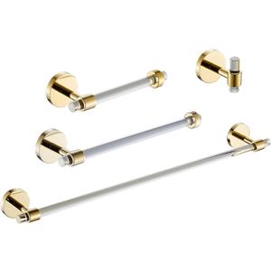Bathroom Hardware Set Acrylic Gold - Bathroom Accessories Set Towel Bar Towel Rack Set - Wall Mounted Bath Towel Holder Toilet Paper Holder Set 4 Pieces SHUNLI