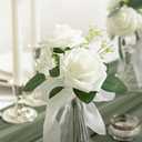 Ling's moment Artificial Flowers 50Pcs Ivory Roses Decor w/Stems,3" DIY Foam Floral for Wedding Bouquet/Centerpieces, Outdoors Party Backdrop, Room/Table, and Garden/Pot Decorations