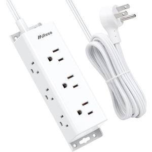 Surge Protector Power Strip - 9 Widely Spaced Multi Outlets, Wall Mount, 3 Side Outlet Extender with Extension Cord, Flat Plug, Overload Protection, Home Office Dorm Room Essentials (5FT, White)