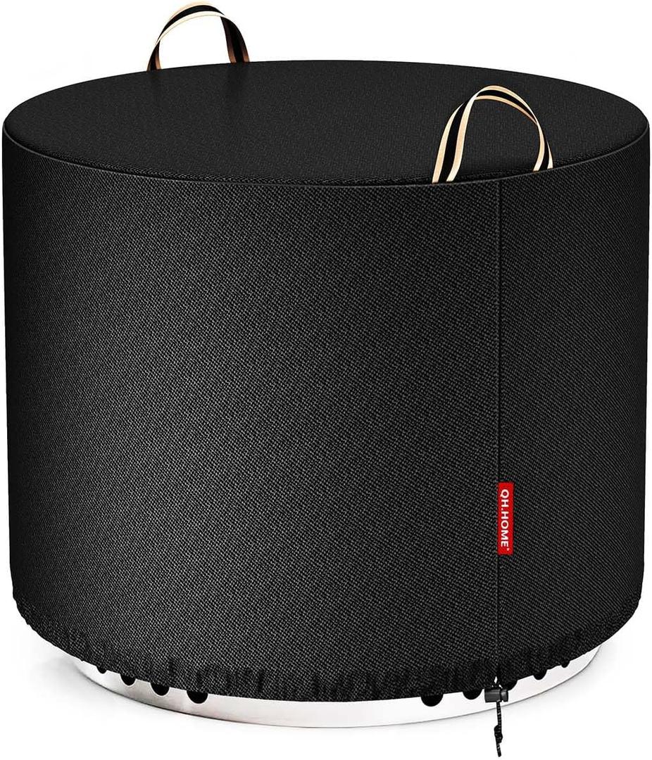 QH.HOME Fire Pit Cover Round for Solo Stove Bonfire 19", Waterproof Smokeless Fire Pit Cover, 600D Strong Tear Resistant, Fits for Gas/Table/Bowl Fire pits - 21" D X 15" H (Black)