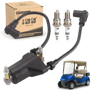 10L0L Golf Cart EZGO Dual Ignition Coil with Spark Plugs for EZGO 4-Cycle 1991-2002 Pre-MCI Engine/Robin 295CC Robin 350CC Gas Models, OEM 26652G01,EPIGC103